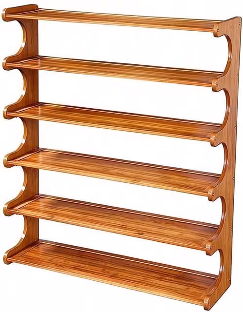 PAWNORA 6 Tier Wooden Shoe Rack in Brown
