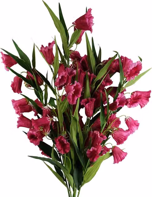 Pink Trumpet Artificial Flower Stems with Textile Leaves