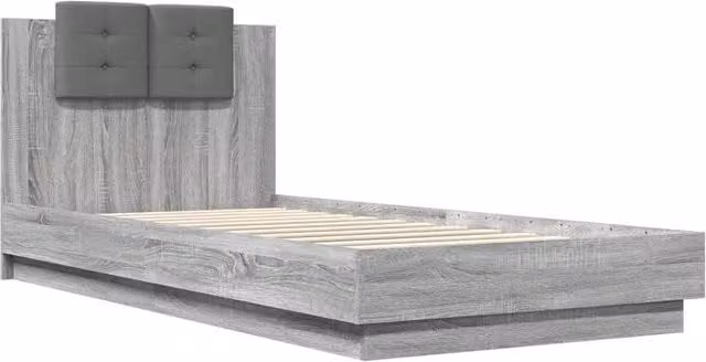 Berkfield Home Soft Bed Frame in Grey Sonoma, W/D/H: 100 x 200 cm