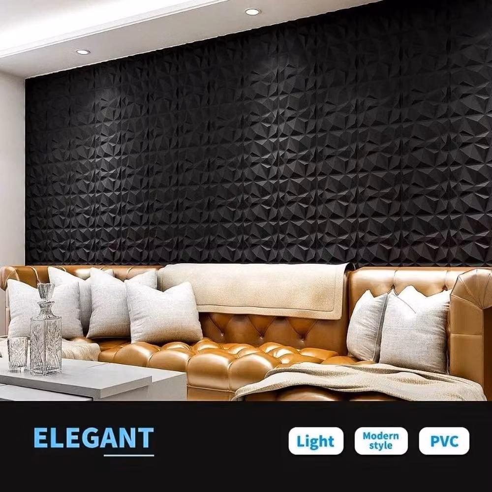 SPETLEK Modern Geometric Decorative Wall Panels, Black, 10 Pieces, W/D/H: 30 x 30 x 30 cm – 4