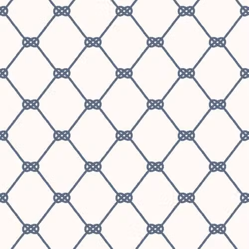 Galerie Deauville 2 Rope Design Maritime Geometric Wallpaper in White and Blue