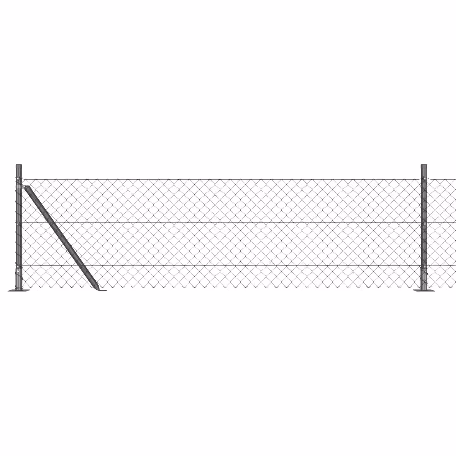 Berkfield Home Grey Galvanised Steel Chain Link Fence with 13 Flanged Posts, W: 25 m, H: 0.4 m – 2