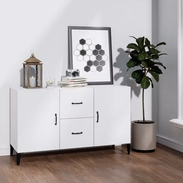 Berkfield Home White Classic Sideboard in Matt MDF, W/D/H: 100 x 36 x 60 cm – 1