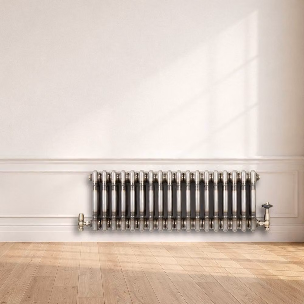 Monstershop Traditional 3 Column Steel Radiator with Integrated Valves, Silver, W: 30 cm, H: 83 cm, D: 11 cm – 4