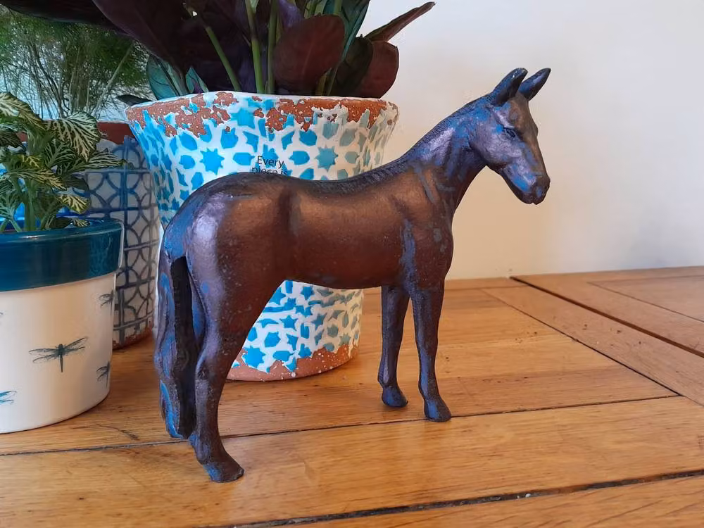 Inspirational Gifting Miniature Horse Sculpture Ornament Figurine in Bronze Effect Metal, Brown, H 15 cm x W 13 cm x D 1 cm – 2
