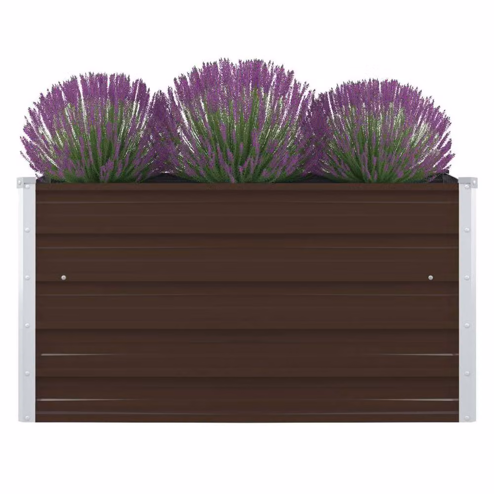 Berkfield Home Raised Garden Bed in Brown Galvanised Steel, W/D/H: 100 x 100 x 45 cm – 2