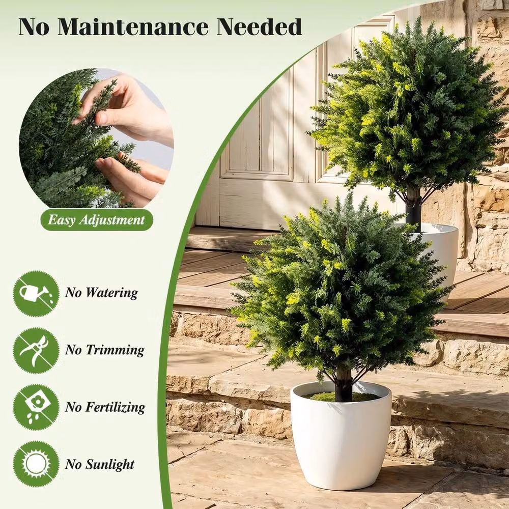 Havendro Set of 2 Green Artificial Cypress Topiary Trees, Height: 70 cm – 5