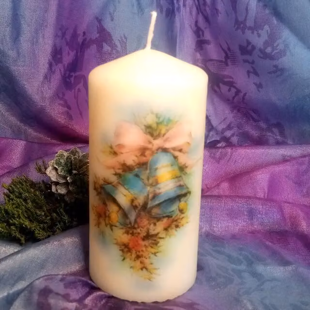 Viki White Christmas Bell Pillar Candle