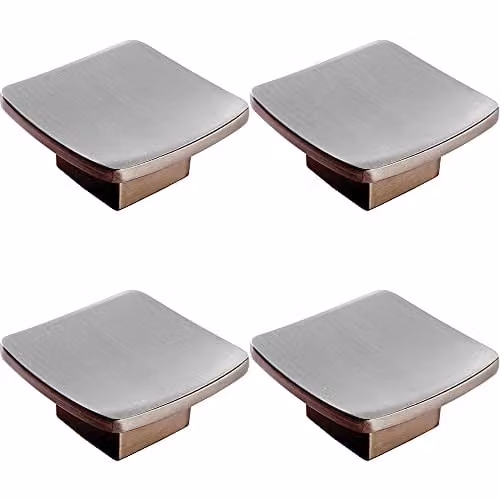 Loops 4 Pack Square Curved Cupboard Door Knobs in Brushed Silver, 45 x 45 mm – 1