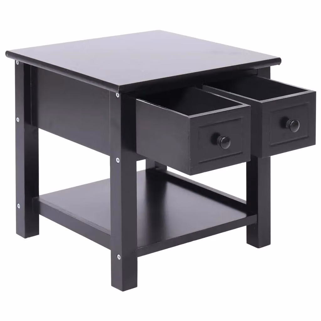 Berkfield Home Black Paulownia Wood Side Table W/D/H: 40 x 40 x 40 cm – 4