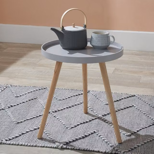 Pacific Lifestyle Halston Round Dining Table in Grey MDF and Pine Wood