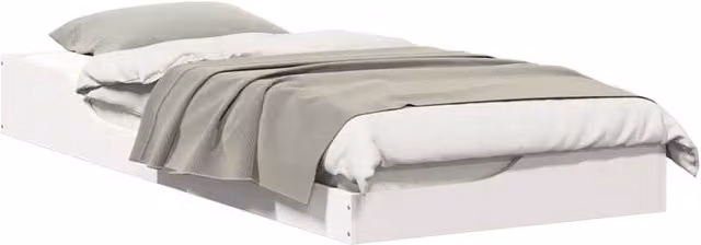 Berkfield Home Modern Solid Wood Floor Bed Frame, White, W: 100 cm, D: 210 cm