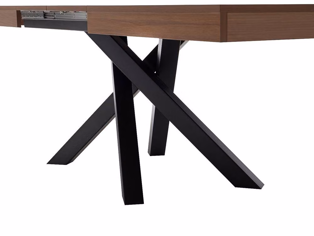 Vente-unique Modern Extendable Rectangular Dining Table in Dark Oak and Walnut MDF and Metal, Seats 6 to 10 – 4