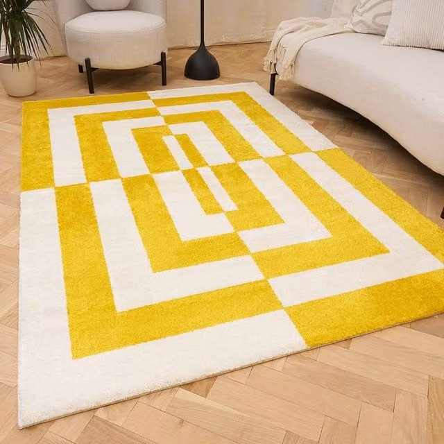 THE RUGS Joli Geometric Soft and Dense Pile Living Room and Bedroom Rug in Yellow, W: 160 cm, L: 230 cm – 1