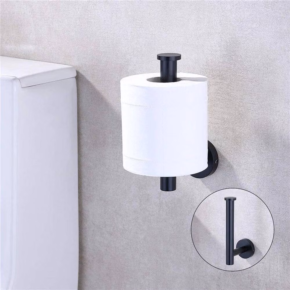 FLAVORA Wall Mounted Toilet Roll Holder Bar in Black, Width: 180 cm, Height: 180 cm – 3