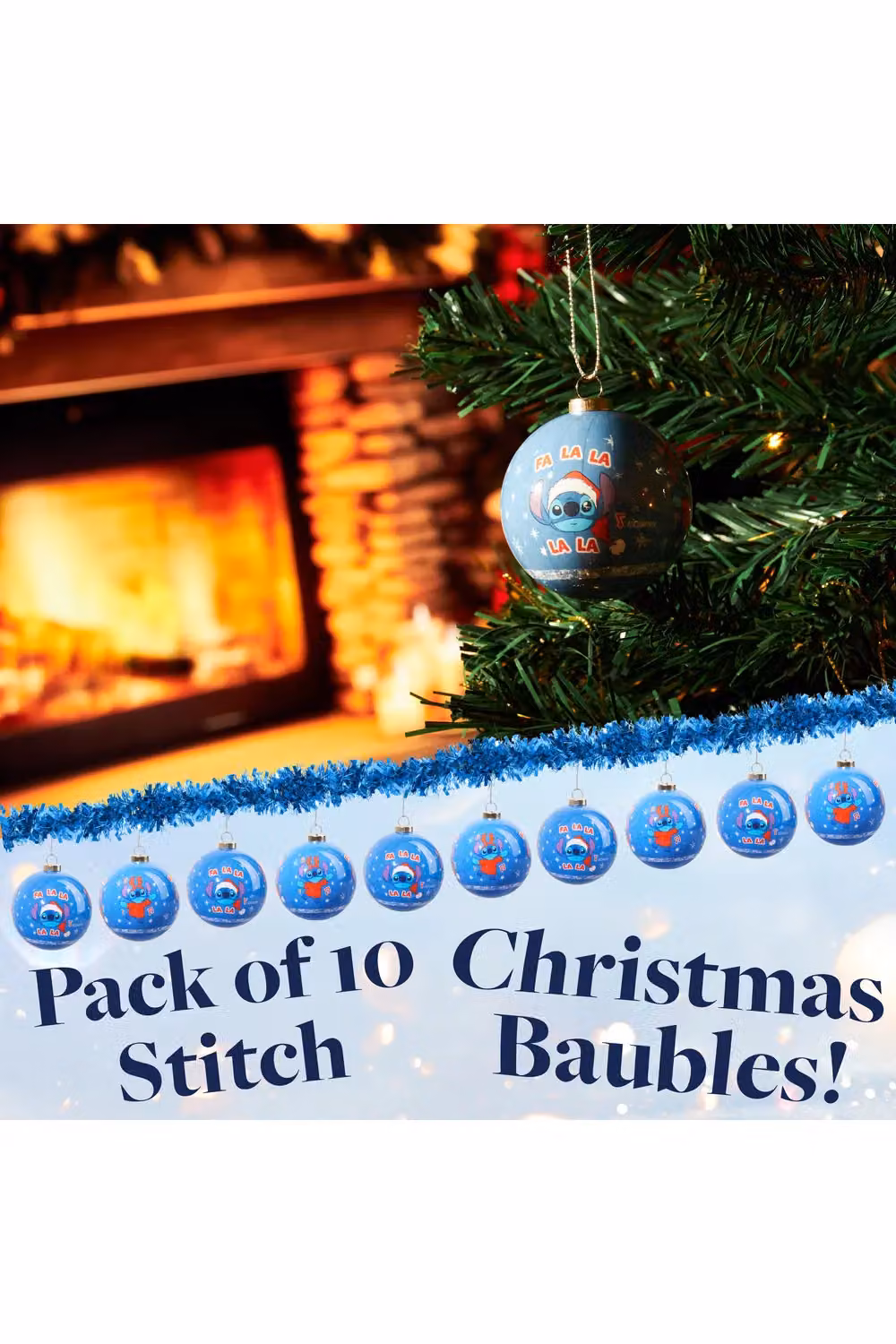 Disney Stitch Christmas Hanging Bauble Ornaments, Pack of 10, Blue and Purple – 5