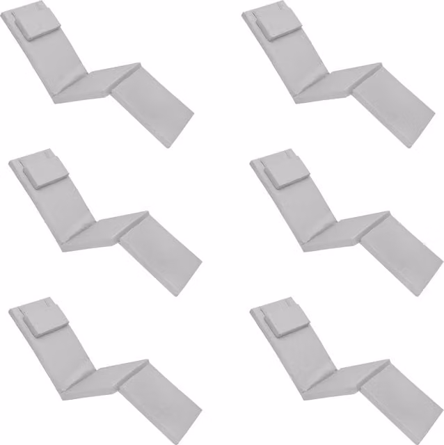 Gardenista Grey Polyester Outdoor Sun Lounger and Steamer Chair Cushion Set of 6