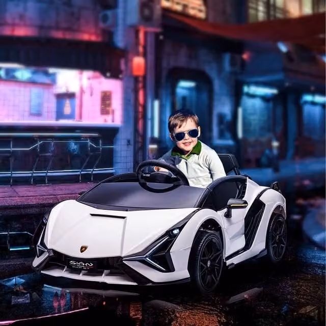 HOMCOM Licensed Lamborghini Sián 12V Electric Ride On Car, White