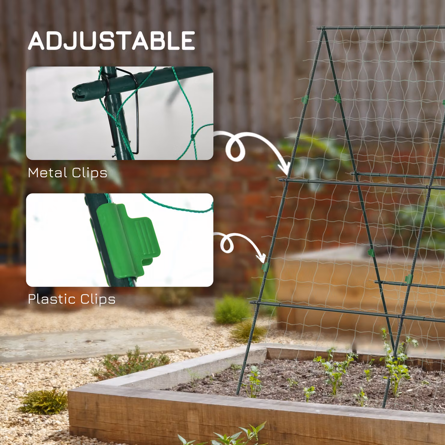 Outsunny A-Frame Garden Cucumber Trellis with Climbing Net and Steel Support Frame for Vegetables and Flowers – 3