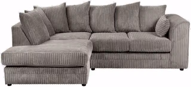 LUXURY LIFE Declan Grey Jumbo Cord Fabric Left Hand Facing Corner Sofa – 1