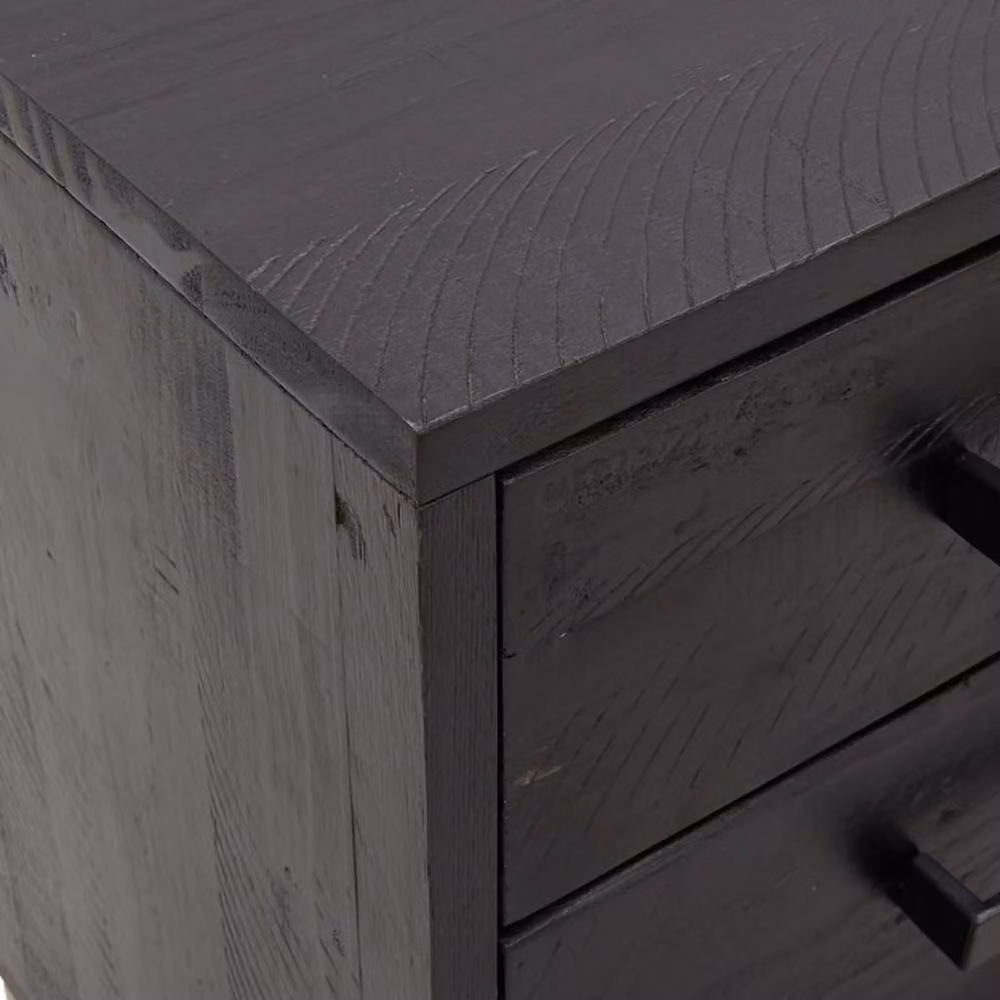 Berkfield Home Black Vintage Solid Pinewood Bedside Cabinet W/D/H: 36 x 30 x 54 cm – 5