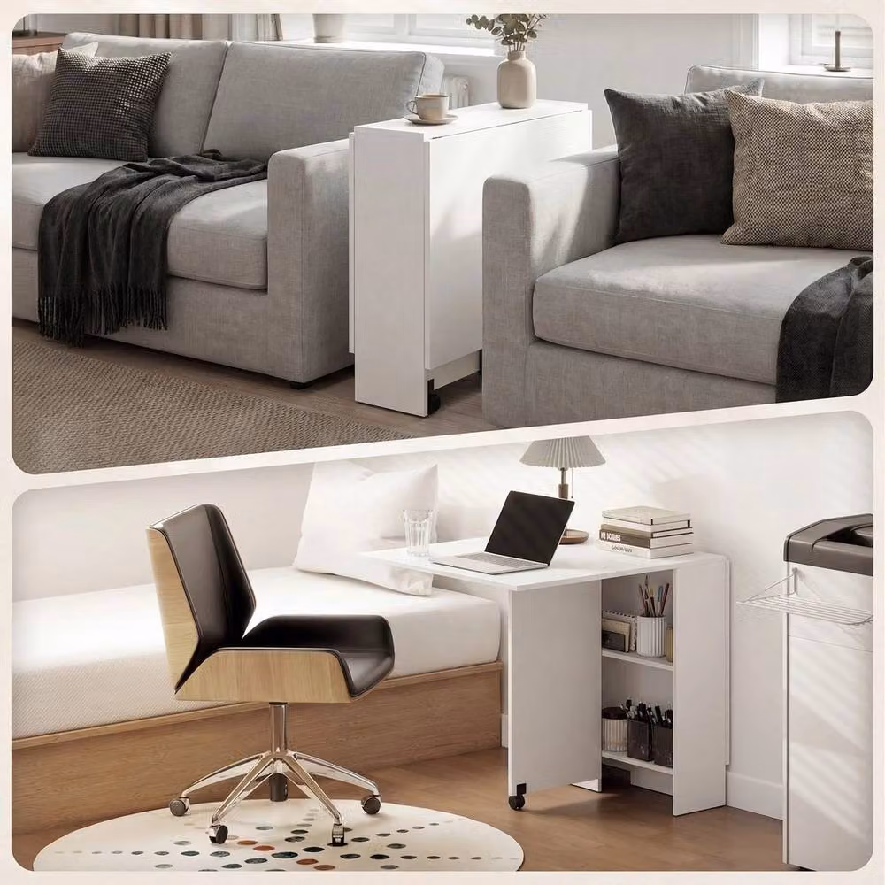 EONLION White Foldable Drop Leaf Dining and Kitchen Table – 3
