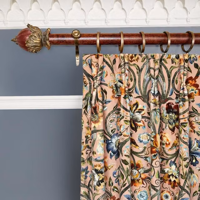 House of Hackney Gaia Velvet Opaque Fabric Panel Curtain in Pink