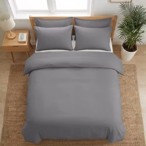 Grace 400 Thread Count 100% Egyptian Cotton Double Duvet Cover Set in Grey, W/D/H: 200 x 200 cm – 2