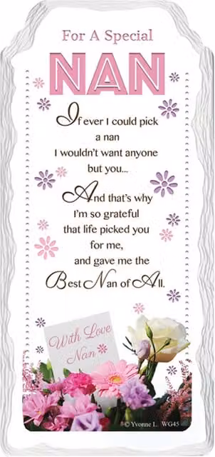 Sensations Handcrafted White Ceramic Floral Hanging Plaque for Nan, W: 17.5 cm
