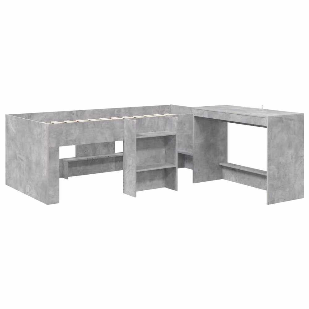 Berkfield Home Kids High Bed Frame with Desk in Concrete Grey – 2