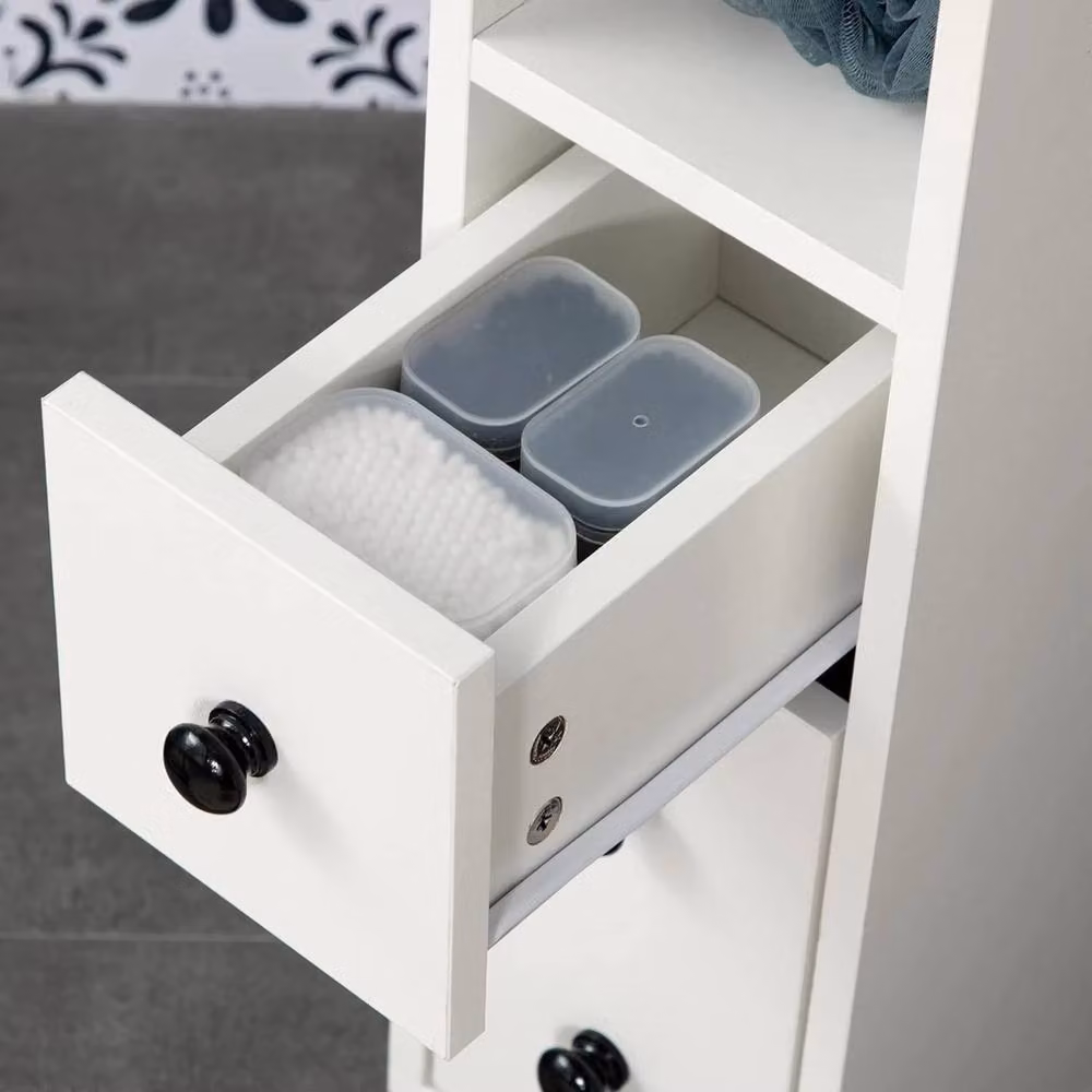 NESTLUNE White Freestanding Modern Bathroom Storage Cabinet with Internal Shelves and Drawers – 3