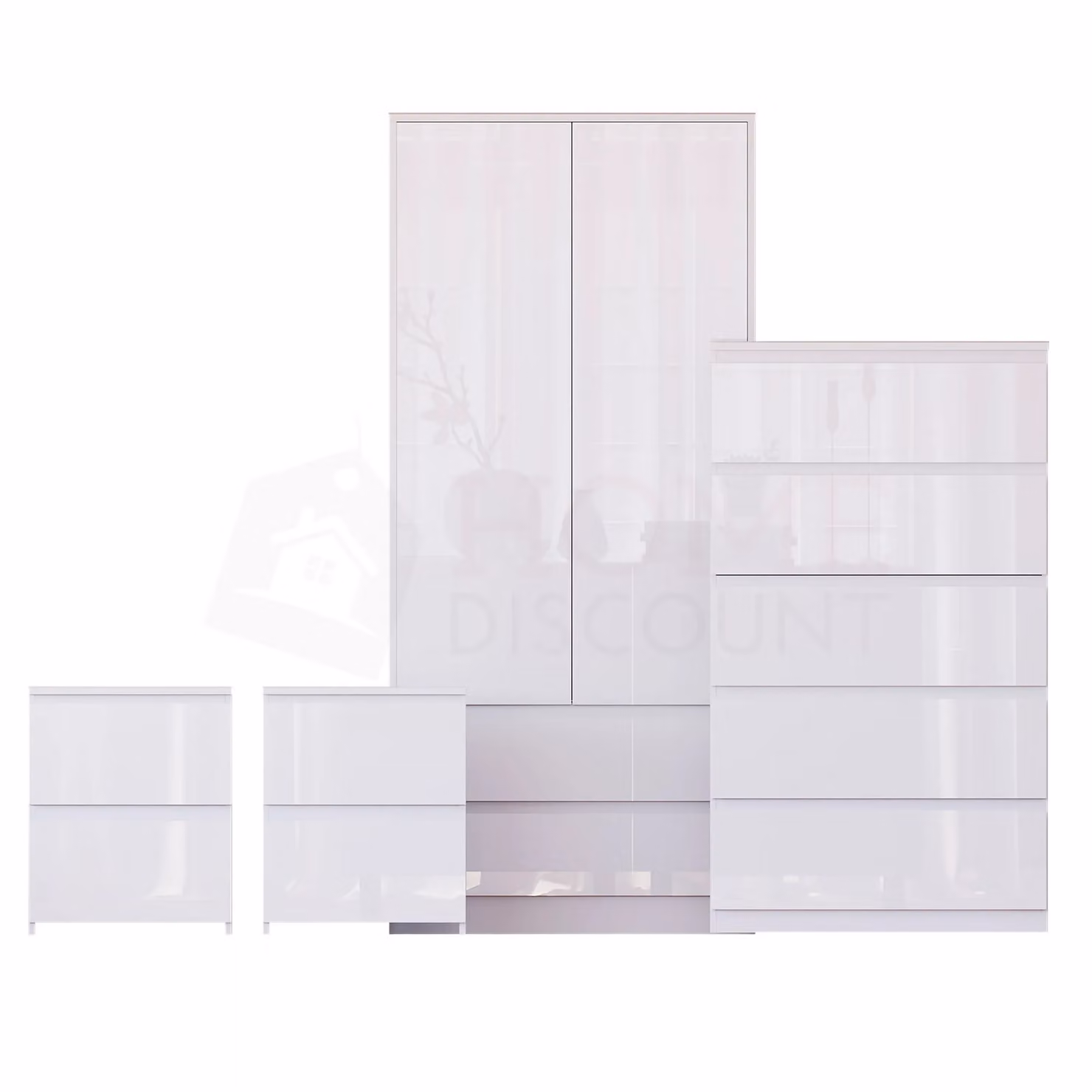 Vida Designs Glinton 4 Piece White Glossy Bedroom Set – 2