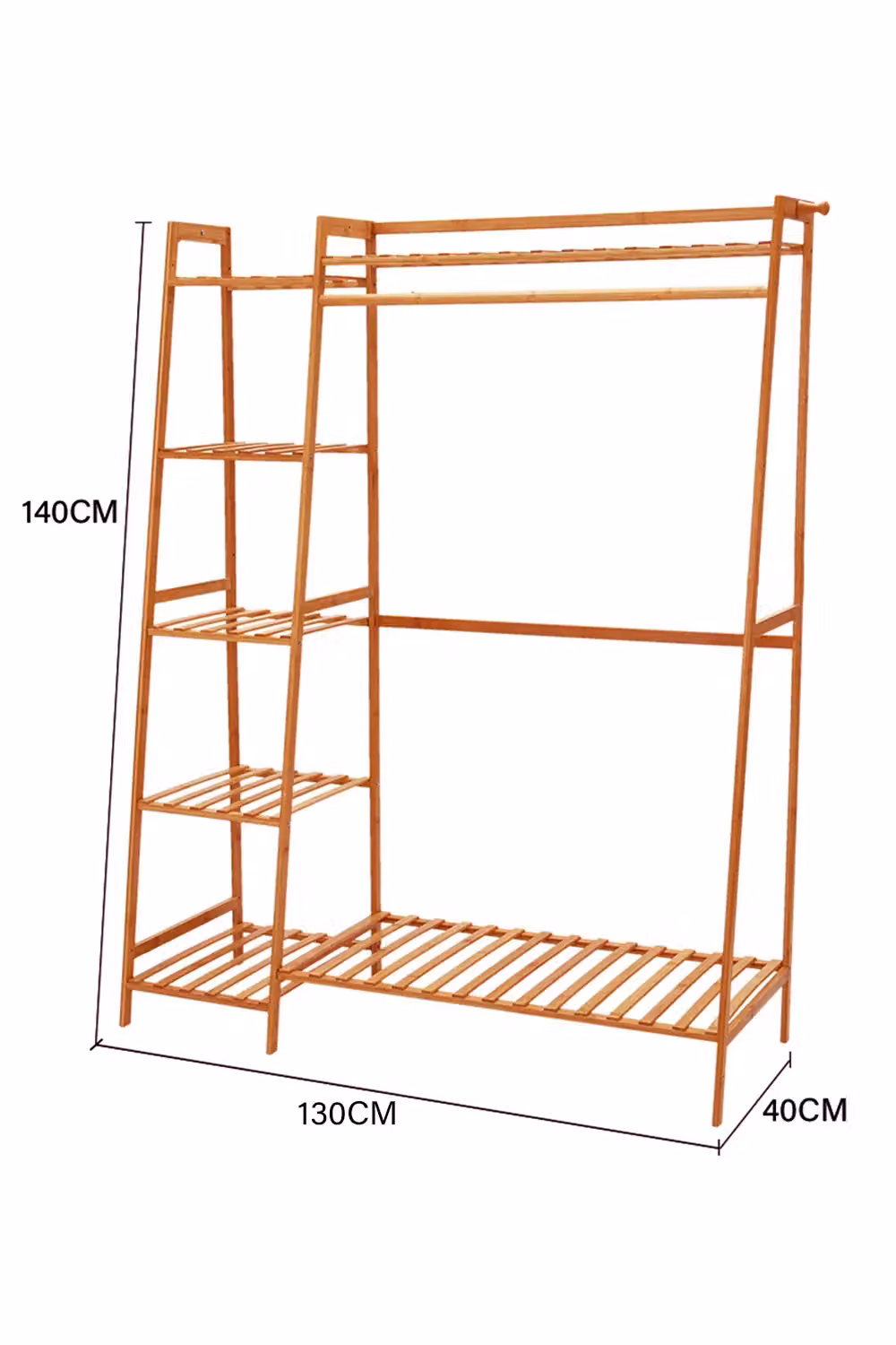 Living and Home Multi-Functional 7-Tier Bamboo Garment Clothes Rack and Storage Shelf in Brown – 3
