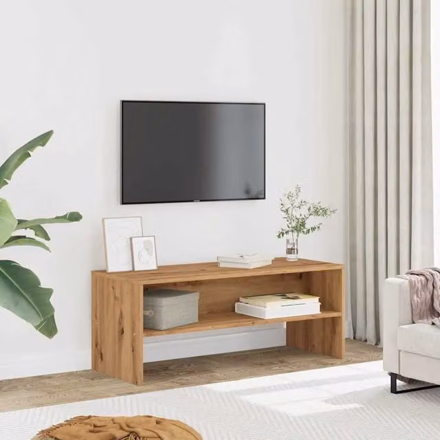 Berkfield Home Artisan Oak TV Cabinet in Brown, W/D/H: 100 x 40 x 40 cm – 1