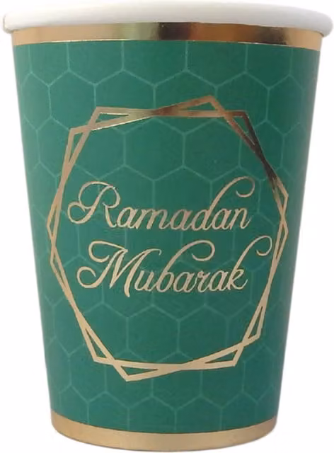Peacock Supplies Ramadan Kareem Paper Party Cups in Green and Gold