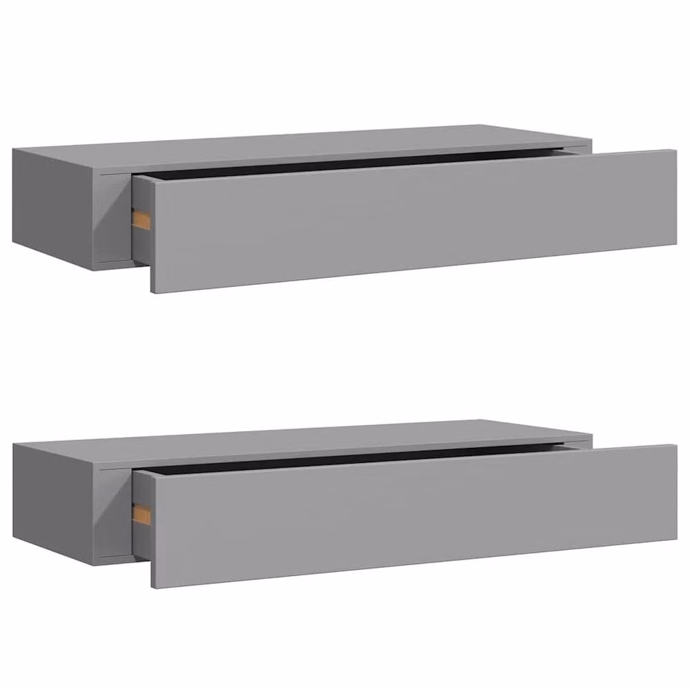 Berkfield Home Elegant Wall-mounted Drawer Shelves, 2 Piece, Grey, W/D/H: 60 x 23.5 x 10 cm – 2
