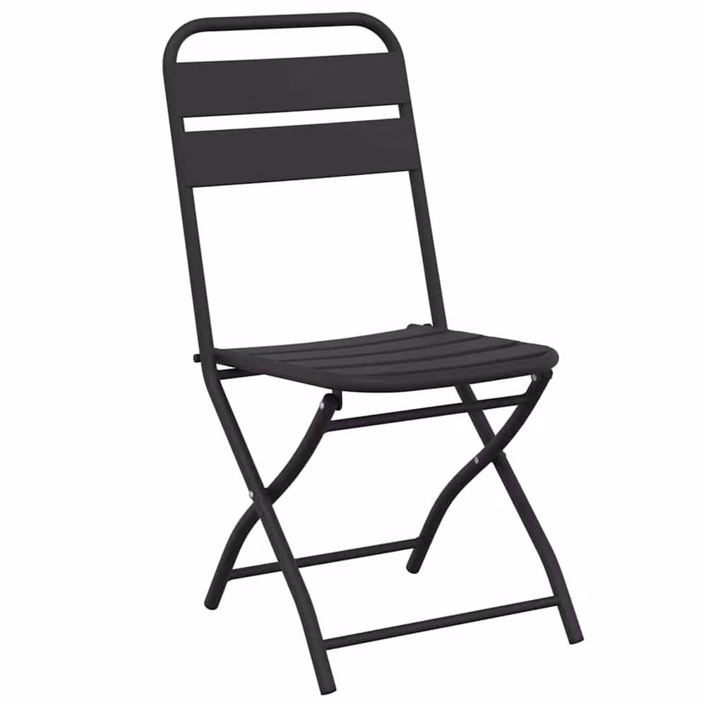 Berkfield Home Set of 2 Folding Garden Chairs in Anthracite Grey, Powder-coated Steel, W/D/H: 42 x 52 x 82 cm – 4