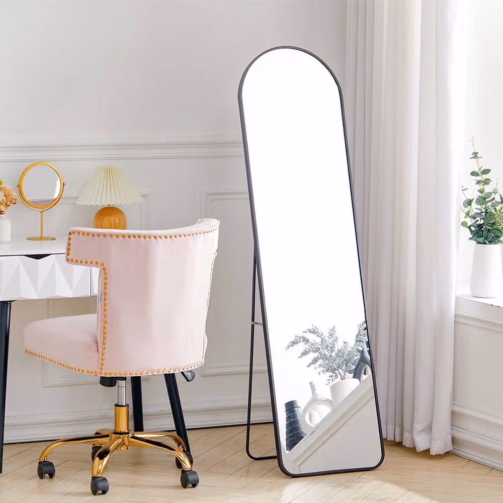ExtraStar Modern Rectangular Full Length Mirror with Black Metal Frame, Freestanding or Wall-Mounted, H 150 cm x W 40 cm – 3