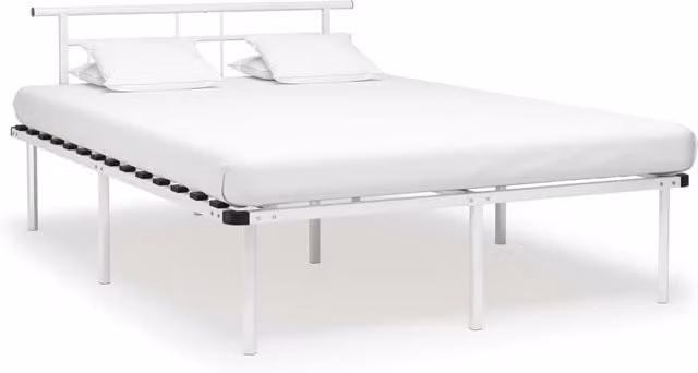 Berkfield Home White Metal Bed Frame W: 140 cm, D: 200 cm