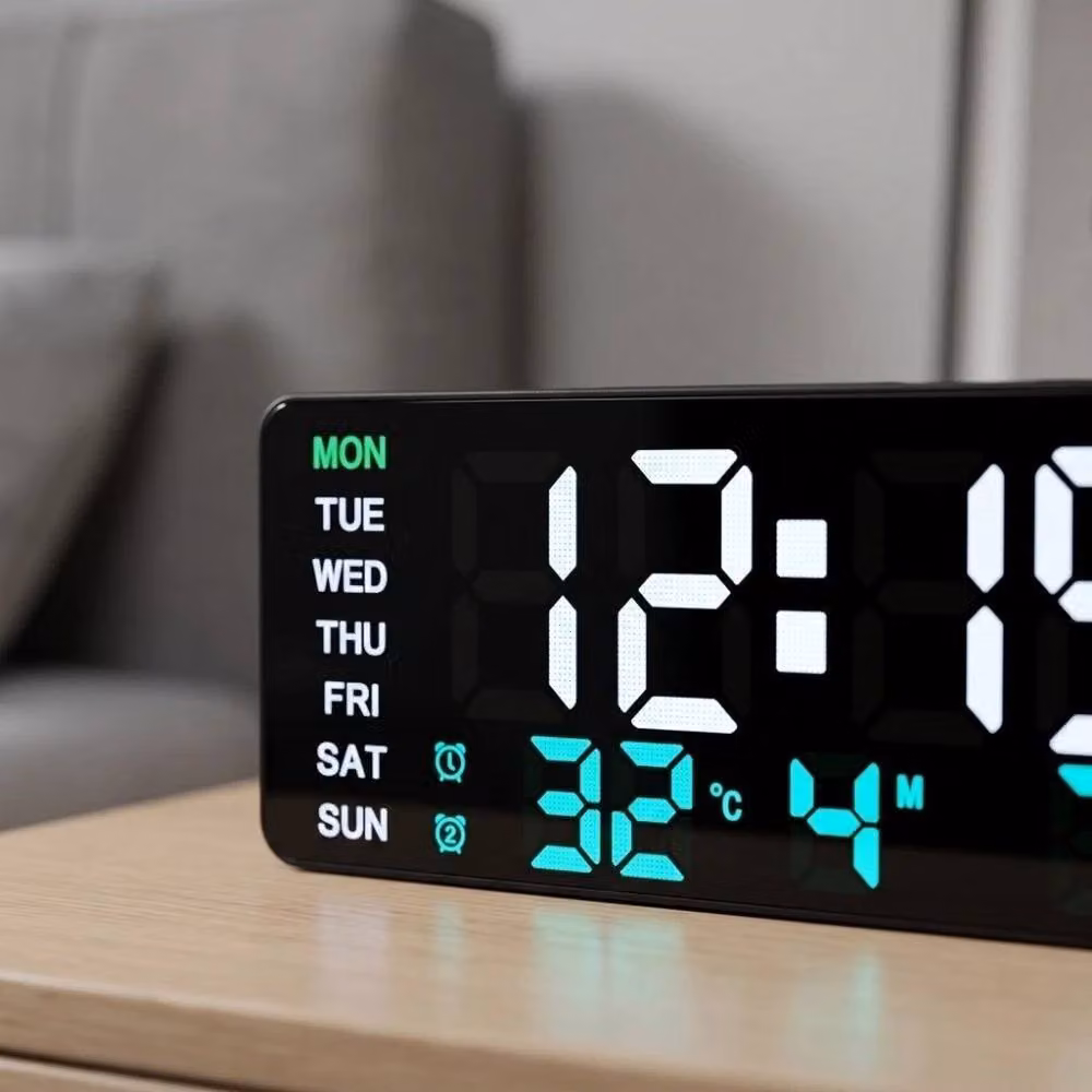 KORVIXA Multifunctional Electronic Clock with Dual Alarm, Black, Width: 100 cm – 3