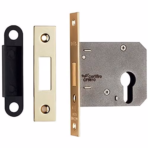 Loops Residential Euro Profile Mortise Deadlock Casing in Electro Brassed Gold, 78.5mm
