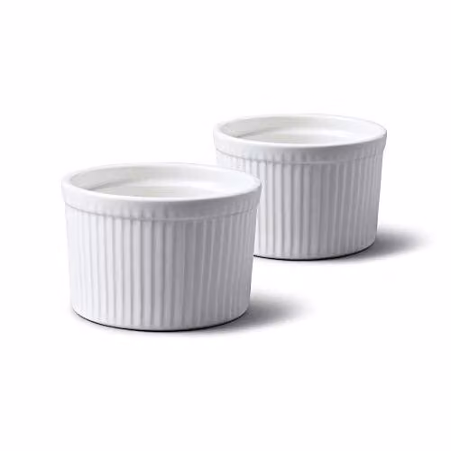WM Bartleet & Sons Porcelain Deep Ramekins with Lids, Set of 2, White, 10 cm Diameter – 1