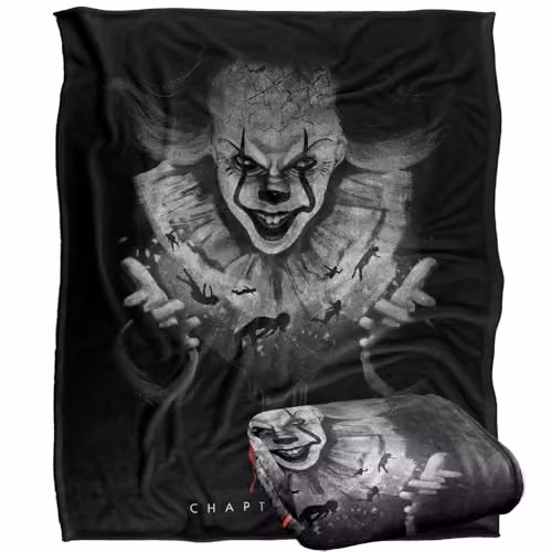 LOGOVISION It Chapter 2 Pennywise In The Dark Super Soft Silky Touch Fleece Throw Blanket, Multicolour, W: 152 cm, D: 127 cm – 1