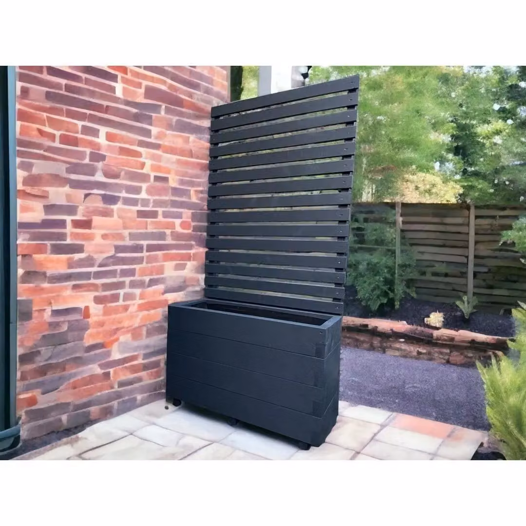 Buttercup Farm Suffolk Planter and Trellis 4 Pack, Black or Multicolour, W: 40 cm, D: 90 cm, H: 120 cm – 2