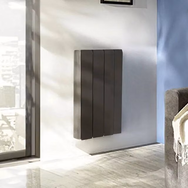FORGEVIO Black Wall Mounted Electric Convector Panel Heater, W: 106 cm, D: 16.02 cm, H: 42.84 cm – 1