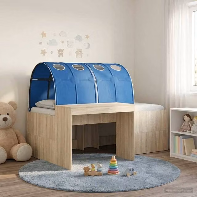 Berkfield Home 3-Piece Bed with Tunnel in Artisan Oak and Blue Engineered Wood