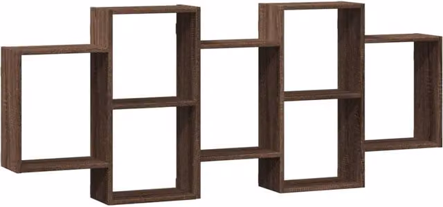 Berkfield Home Wall Mounted Shelf in Brown Oak, W/D/H: 159 x 18 x 65 cm – 1