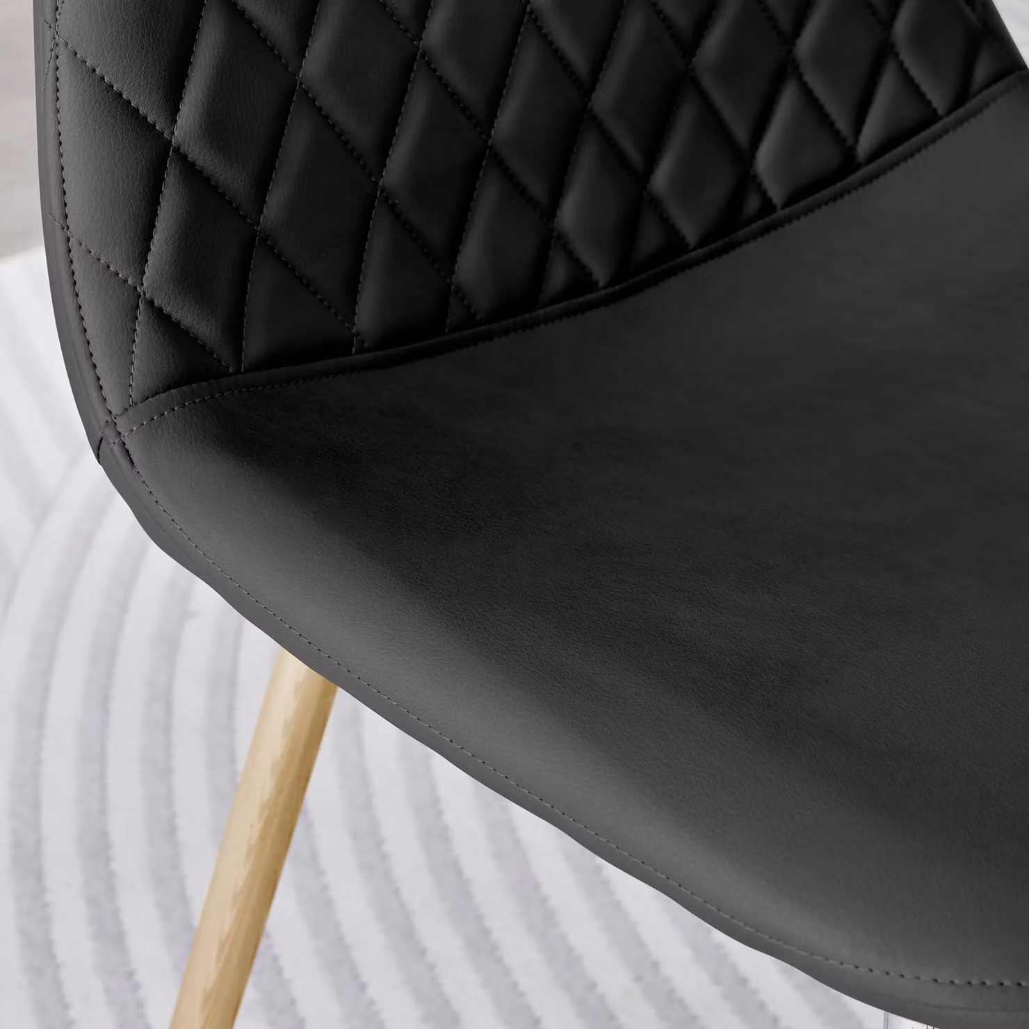 FurnitureboxUK Set of 2 Corona Modern Dining Chairs in Black Faux Leather with Gold Metal Legs – 3