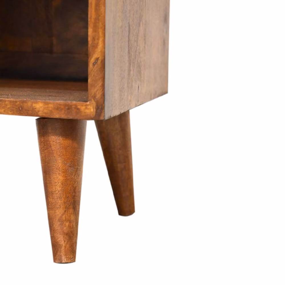 Wyld Haus Bolzano Art Deco Mini 1 Drawer Bedside Table in Brown Mango Wood – 6