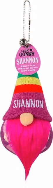 History & Heraldry Shannon Pre-personalised Lucky Gonk Mascot Keyring in Pink and Multicolour